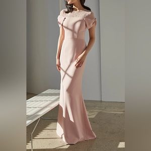 New JS Collections Lace Mermaid Gown. Size 18 in Pink.